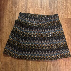 Free People Black and Blue Zigzag Mini Skirt